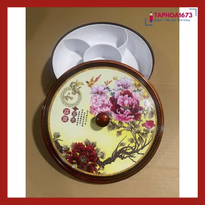 Khay Mứt Tết, Khay Đựng Bánh Kẹo, Hoa quả, Đồ Ăn Vặt Nhựa Màu Gỗ Đẹp Cao Cấp