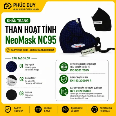 😷 KHẨU TRANG THAN HOẠT TÍNH NEOMASK NC 95 Đeo Qua Gáy • Lọc Bụi PM2.5