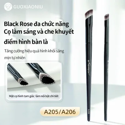 Bàn chải che khuyết điểm GUOXIAONIU Guo Xiaoniu, Lông sắt nhỏ màu đen, Hiệu ứng làm sáng da, Thích hợp cho mặt trung bình và nền, Bàn chải rãnh rách, Có thể sử dụng làm Highlighter