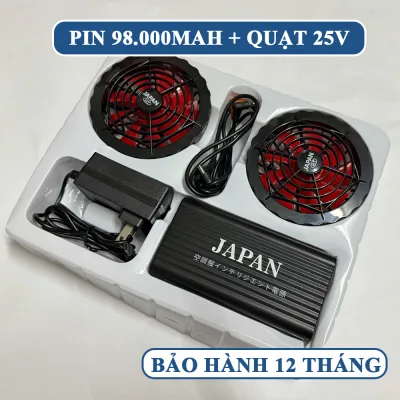 Bộ Phụ Kiện Áo Điều Hòa Nhật Bản 98.000mAh, Chạy Liên Tục 10-15 Tiếng, Quạt 25V Không Chổi Than Chạy Êm Khoẻ