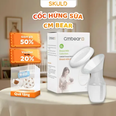 Cốc hứng sữa CM Bear chất liệu siiicone an toàn cho mẹ và bé có nắp đậy, đựng sữa, hứng sữa tiện lợi SKULD