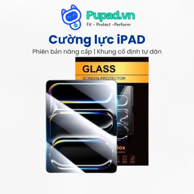 Cường Lực iPad PUPAD Khung Tự Dán, Độ Cứng 9H, Hạn Chế Vân Tay Cho Pro11 Air6/7 - C03