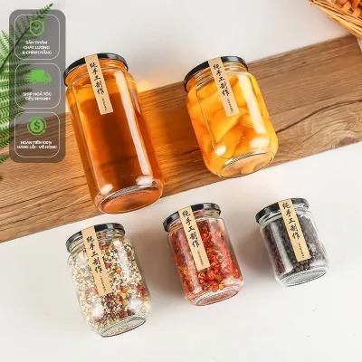 Hũ thuỷ tinh nắp thiếc dáng tròn nhiều cỡ 30ml ~ 1000ml (Hàng loại #1, Hũ trơn, không in hình)