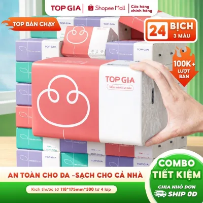 Giấy ăn rút TopGia cao thùng 24g/30g/40g gói nhỏ tiện lợi cho cuộc sống hàng ngày