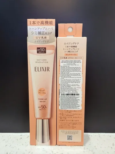 Elixir Day Care Revolution Tone-Up Beige Anti-Aging, Tone-Enhancing, Anti-Dark Spot Sunscreen Milk 35g