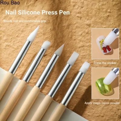Rou Bao 5 Cái / bộ Móng Tay Chuyên Nghiệp Silicone Bộ Bàn Chải Cực Gỗ Bấm Bàn Chải Cho Móng Tay Nghệ Thuật Dụng Cụ Làm Móng Tay