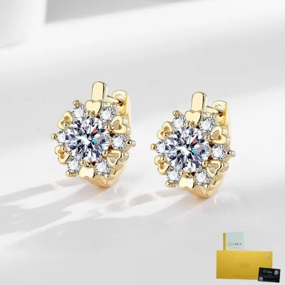 Bông Tai Moissanite Mới Vàng Thật Thời Trang Nữ Bông Tai Bông Tai Khóa Tai Bông Tai Mặt Dây Chuyền Trang Sức Tai