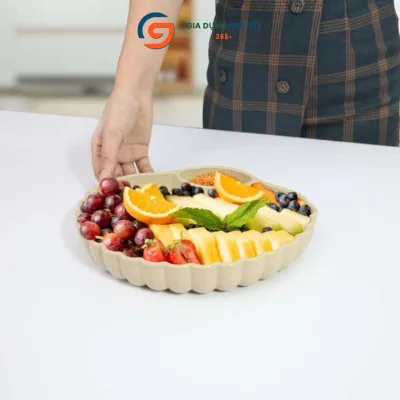 Đĩa sò hoa nhựa Song Long có ngăn chấm tiện lợi, đựng mứt trái cây bánh kẹo đồ ăn vặt