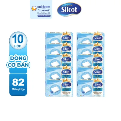 Bộ 10 hộp Bông trang điểm (bông tẩy trang) Silcot 82 miếng/hộp