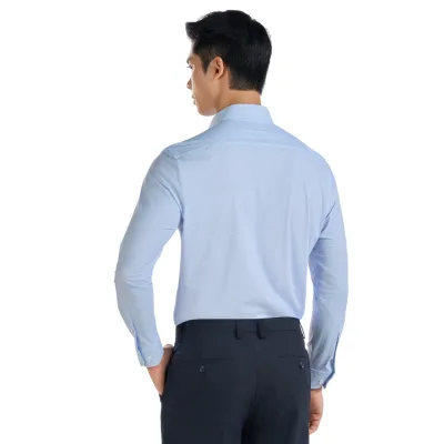 Owen - Long-Sleeved Shirt Material Knit Style Regular Fit Light Blue Ar250052Dt