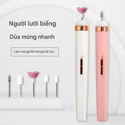 Máy mài móng tay có đèn Bộ khoan móng tay điện cầm tay với năm đầu mài Sạc USB Nial Gel loại bỏ móng tay nghệ thuật Máy mài tập tin đệm Dụng cụ đánh bóng