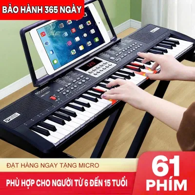 Đàn organ MS6102, đàn piano điện tử 61 phím model luyện ngón cho bé, đàn điện kèm sạc và mic cho người mới bắt đầu