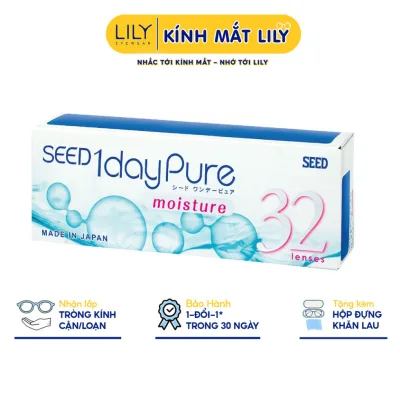 Lens 1 ngày LILY EYEWEAR kính áp tròng cận không màu SEED 1dayPure moisture số 1 Nhật Bản độ tới 6.5