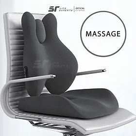 Combo Đệm Mông Và Tựa Lưng Công Thái Học Tích Hợp Massage Chườm Nóng Gối Cao Su Non Giảm Đau Cột Sống Lưng - Sairui