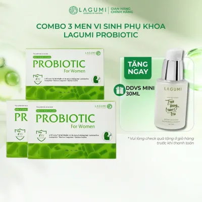 Dùng 1 tháng - Combo 3 Hộp Viên Uống Men Vi Sinh Phụ khoa LAGUMI - Hỗ trợ cải thiện khí hư,mùi hôi nấm ngứa