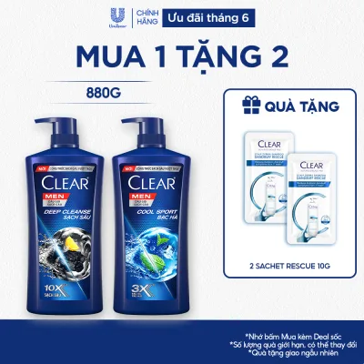 Dầu Gội Đầu Clear Men Deep Cleanse Than Hoạt Tính Đánh Bay Gàu, Ngứa Và Dưỡng Tóc Khỏi Khói Bụi 900g