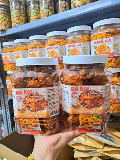 500Gr Ba rọi sấy giòn sốt mắm tỏi nguyên miếng , tốp mỡ chiên giòn tẩm gia vị, đồ ăn vặt ngon