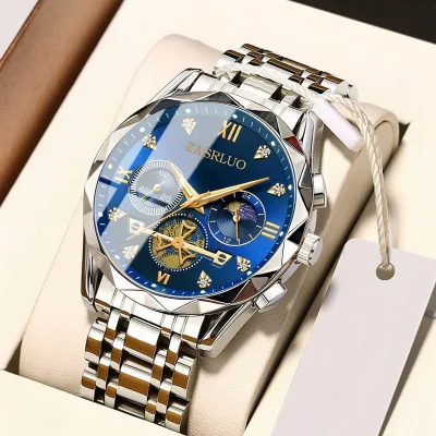 Đồng hồ nam Đồng hồ nam 2mm Đồng hồ lịch phát sáng Chronograph sáu tay Đồng hồ nam thạch anh đa chức năng 30 mét Hợp kim hợp thời trang chống nước Phù hợp với mọi trận đấu Đồng hồ đeo tay hợp thời trang thông thường dành cho nam giới