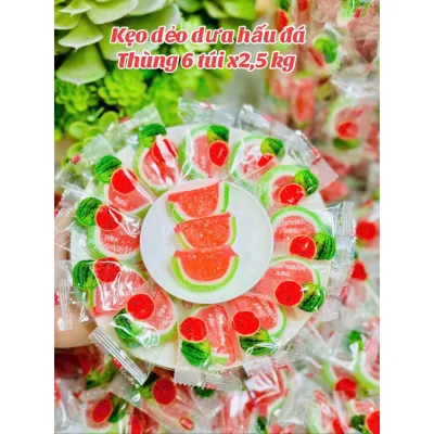 1kg Kẹo dẻo Dưa Hấu , dẻo Cam Phủ Dừa siêu hót - Bánh kẹo Tết - Tết 2025 - đồ ăn vặt, kẹo dẻo cực ngon