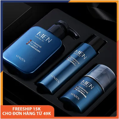 Veze Men's Skin Care and Facial Care Three-Piece Set: Facial Cleanser 168g + Moisturizing Toner 120ml + Moisturizing Cream 50g Helps Soften Skin, Deep Cleanses, Hydrates, Whitens, Shrinks Pores, Prevents Acne Spu181