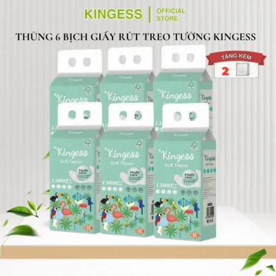 Thùng 6 bịch giấy rút treo tường KINGESS ( 1300 tờ ) khăn giấy vệ sinh 5 lớp an toàn vệ sinh