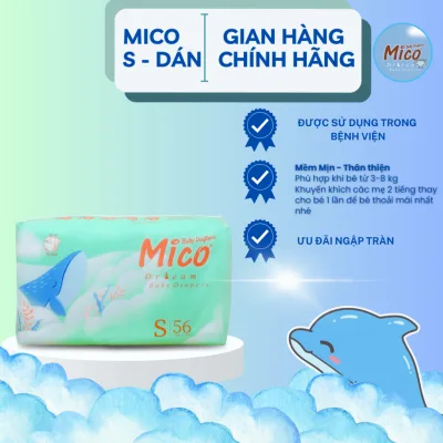 Tã Bỉm Xanh Bệnh Viện Mico , tã bỉm dán S56(4-8kg) cho sơ sinh và cho bé,nhập khẩu nội địa trung