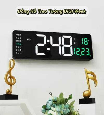 Đồng Hồ Điện Tử Treo Tường DIGI Week LED 3D Có Remote Điều Khiển Từ Xa - WorldMart