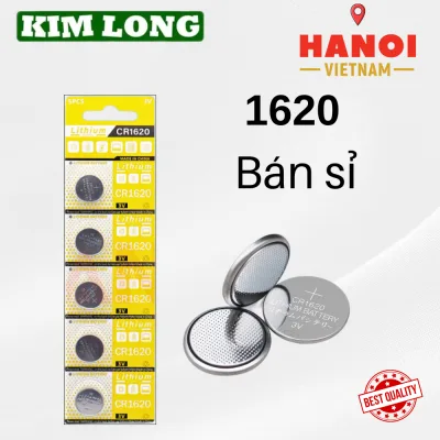 Vỉ 5 Pin Cúc áo CR1620 3V pin chất lượng giá rẻ cho Cảm biến Áp xuất lốp Smartkey thiết bị y tế, đồng hồ...