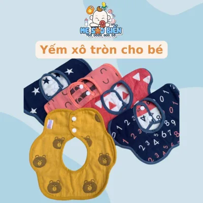 Yếm xô tròn 2 mặt cho bé ăn dặm bú sữa