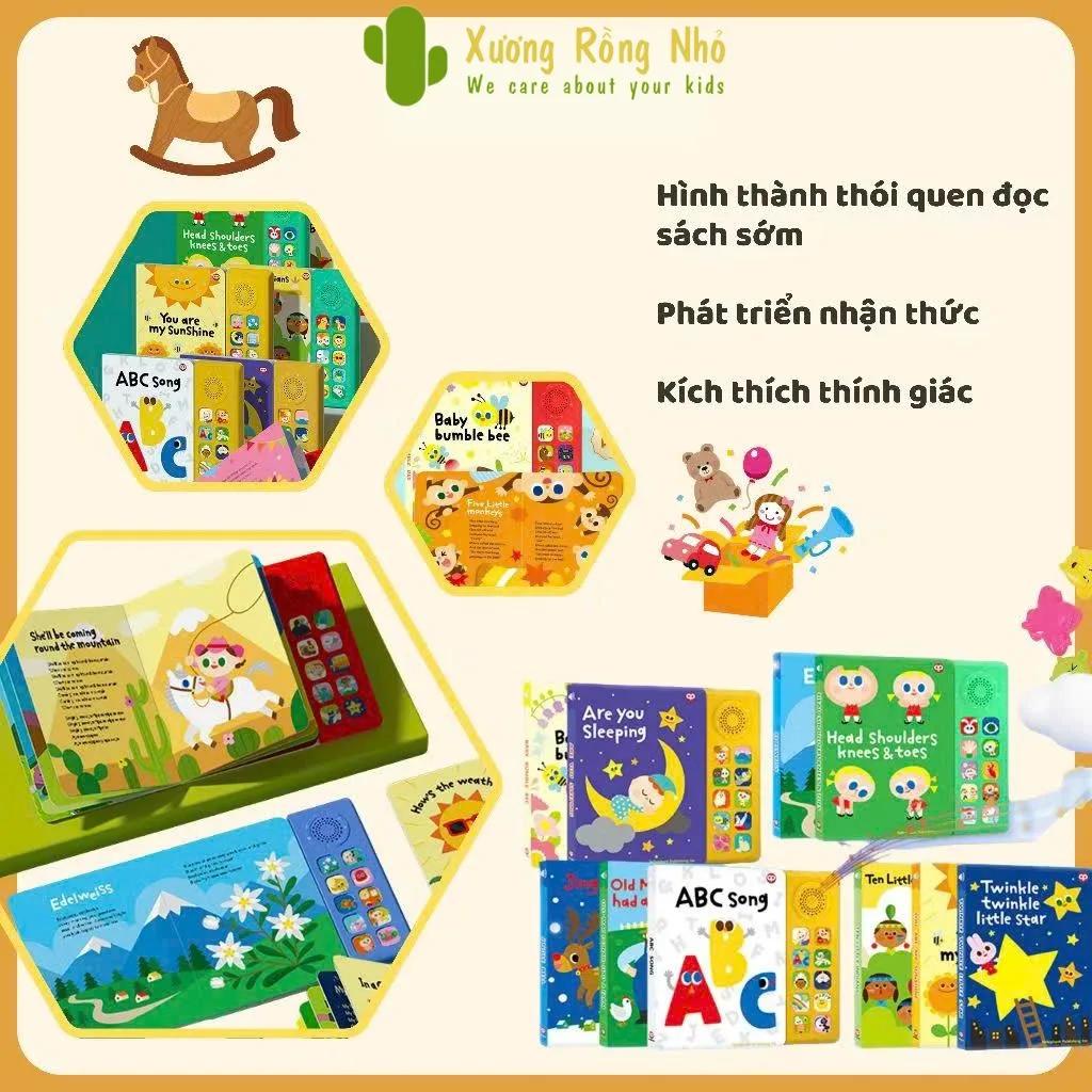 Sách Nhạc Tiếng Anh Cho Bé,  Sách Âm Thanh Phát Nhạc,Xương Rồng Nhỏ