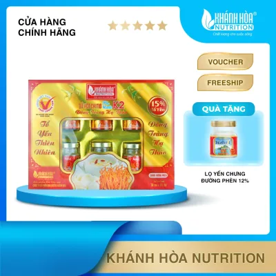 Bird's Nest Drink 15% Bird's Nest Infused with Cordyceps Supplementing Vitamin K2 - Khanh Hoa Nutrition (Box of 6 Bottles X 70 ml)