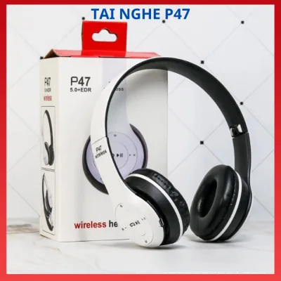 Tai Nghe Chụp Tai Bluetooth P47, Tai Không Dây Có Mic, Có Thẻ Nhớ, Âm Bass Cực Hay, Nghe Nhạc Đã Bảo Hành 12 Tháng