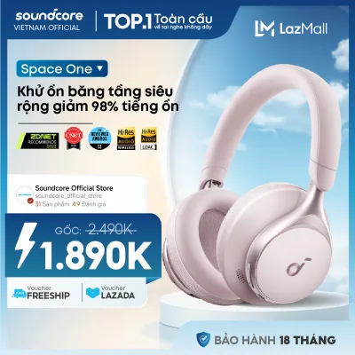 Tai nghe không dây chụp tai soundcore Space One | Âm thanh Hi-res | Giảm ồn 98% | 55 giờ phát nhạc