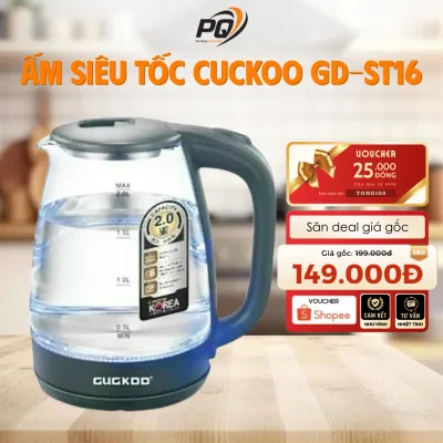 Ấm siêu tốc Cuckoo GD-ST16 2L công suất 1300W vỏ thủy tinh cường lực tự ngắt khi sôi có đèn led