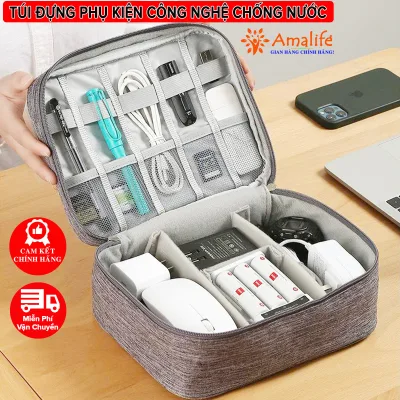 Amalife Waterproof, Shockproof Technology Bag with Many Compartments – Bag for Phone Accessories, Travel Cameras