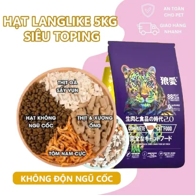 Hạt Langlike 5kg , hạt cho mèo Langlike 5kg siêu topping đa dạng dinh dưỡng cho mèo mọi lứa tuổi