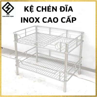 2-tier high grade stainless steel kitchen shelf (40x60, 40x50) with wave plates, sturdy stainless steel kitchen dish bowl rack, sure, it comes with foot buttons.
