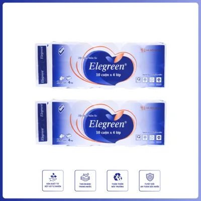 Mẫu Mới Giấy Vệ Sinh Elegreen 4 Lớp Siêu Mịn Không Lõi và Có Lõi Dây 10 Cuộn