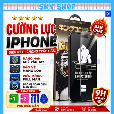 Kính cường lực iphone 15 pro max 14 pro max 11 13 promax 12 7 8 Plus xsmax xr x xs 16 17 ProMax 17 Air - Full màn 3D