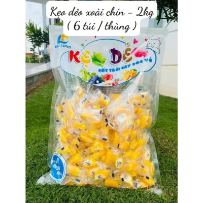 1KG Kẹo Dẻo Đại Long Cốt Trái Cây Bóc Vỏ Hương Xoài, hương trái cây mix - bánh kẹo ăn vặt siêu ngon