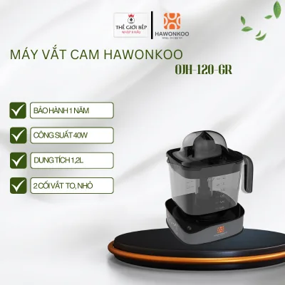 Hawonkoo Ojh-120-Gr Orange Juicer – Capacity 1.2L – Automatic Reversing – Extracts All Juice – 2 Large and Small Juicers – Removable Filter Tray – Easy to Clean – Genuine