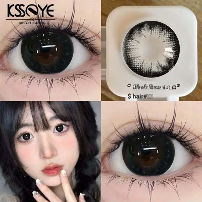 Mắt đen to 2 chiếc Kính áp tròng Ống kính 14,5MM Sử dụng 1 ngày Mắt búp bê đã phân loại Kính áp tròng Hàn Quốc silicone hydrogel kèm quà tặng miễn phí Nước: 55% Mềm mại và thoải mái