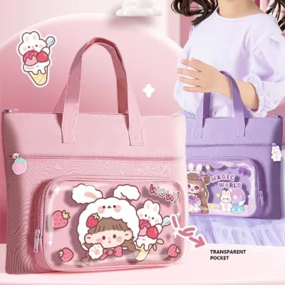 Waterproof Oxford Cloth School Bags for Students, Three-Compartment Children's School Bags, Cute Cartoon School Bags