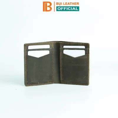 Ví mini nam da bò sáp ngựa điện Crazyhorse V125 cao cấp, bóp đựng thẻ da thật, đường chỉ tinh tế, ví nam nhỏ gọn dáng đứng,fullbox, thương hiệu Bụi leather chuyên đồ da thật,bảo hành 12 tháng