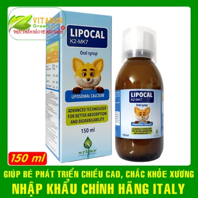 Lipocal K2 MK7 canxi sinh học kết hợp Vitamin D3K2 Kẽm giúp bé phát triển chiều cao tối ưu | Nhập khẩu chính hãng từ Ý