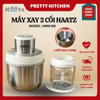 Máy Xay 2 Cối Haatz HMG168 Thiết Kế Gọn Nhẹ Dễ Dùng, 2 Cối Tháo Rời Dễ Vệ Sinh Sau Khi Xay - Pretty Kitchen