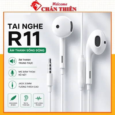 Tai Nghe R11 Jack tròn 3.5mm Siêu Bass,Chuẩn Màng Loa Xanh dùng cho Oppo Samsung Xiaomi ViVo