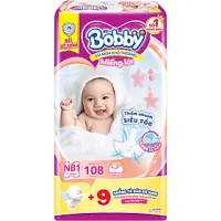 Miếng lót sơ sinh Bobby Newborn 1 - 108 miếng - Tặng 9 miếng Tã dán Sơ sinh size S