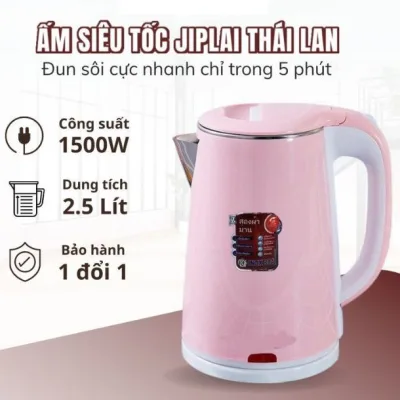 ẤM SIÊU TỐC THÁI LAN 2.5 LÍT 2 LỚP CÁCH NHIỆT CHỐNG NÓNG CHỐNG GIẬT CÔNG SUẤT 1500W NẤU NƯỚC SÔI CỰC NHANH - ẤM ĐUN NƯỚC GIỮ NHIỆT JIPLAI THÁI LAN SIÊU BỀN