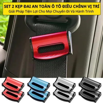 Set 2 kẹp dây đai an toàn xe ô tô bằng nhựa có thể điều chỉnh vị trí, Kẹp dây đai an toàn xe hơi